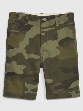 GAP Kids Camo Flat Front Shorts Olive Green 6 small regular NWOT